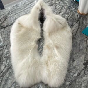 Arctic white fox real fur collar, 55”